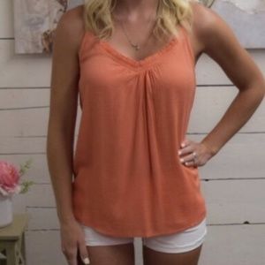 Lace Up Back Tank - Sunkist